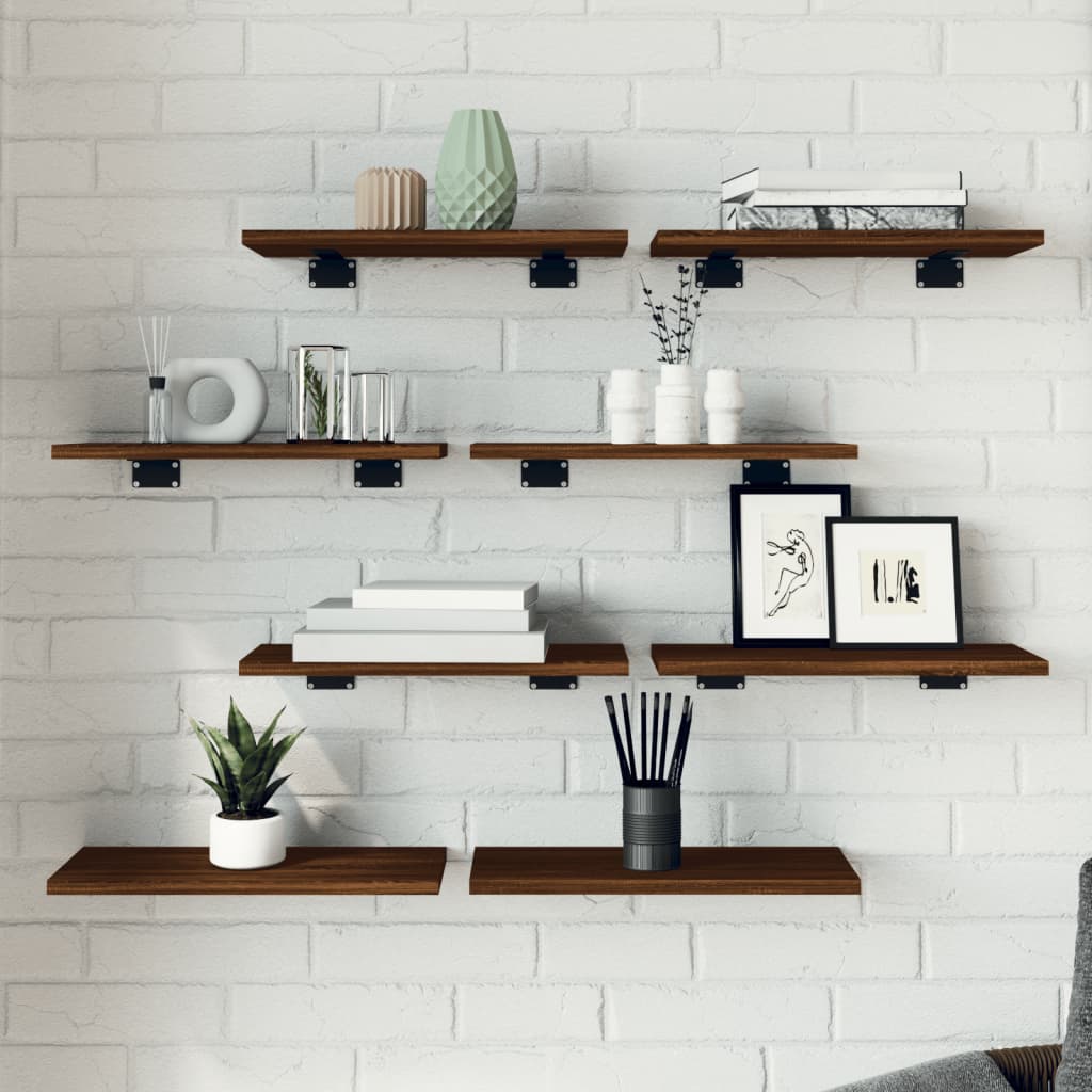 Wandregale 8 Stk. Braun Eichen-Optik 40x20x1,5 cm Holzwerkstoff