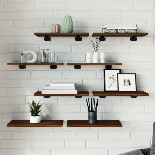 Wandregale 8 Stk. Braun Eichen-Optik 40x20x1,5 cm Holzwerkstoff