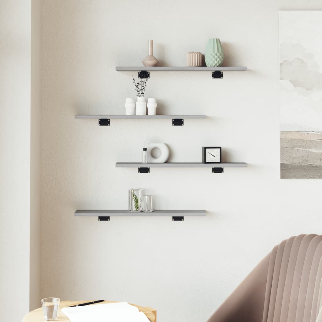 Wall shelves 4 pcs. Gray Sonoma 60x10x1.5 cm wood material