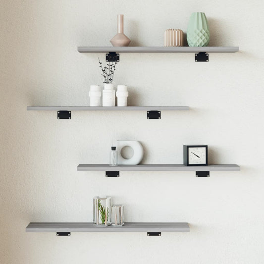Wall shelves 4 pcs. Gray Sonoma 60x10x1.5 cm wood material