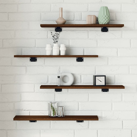 Wandregale 4 Stk. Braun Eichen-Optik 60x10x1,5 cm Holzwerkstoff
