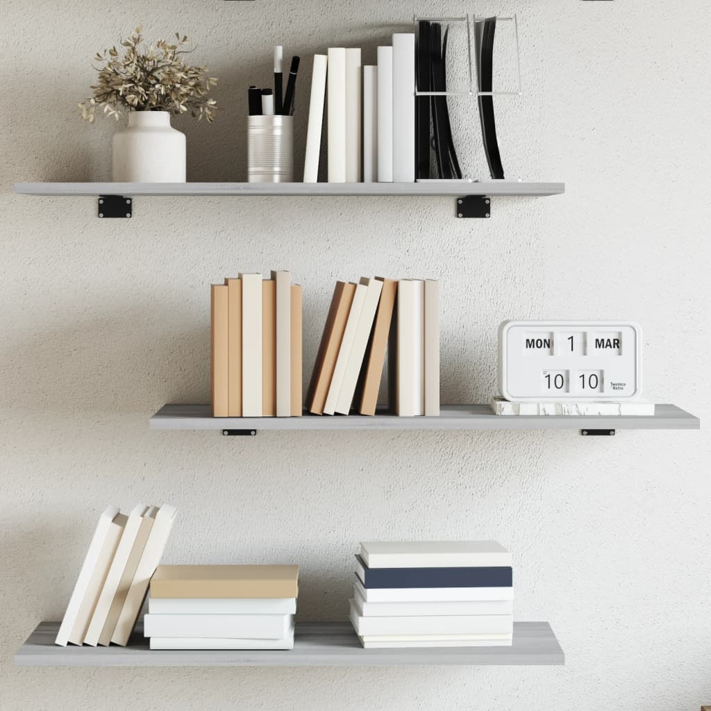 Wandregale 4 Stk. Grau Sonoma 80x30x1,5 cm Holzwerkstoff
