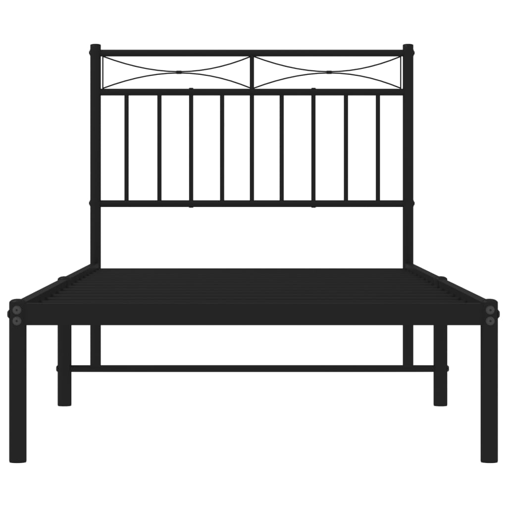 Bed frame with headboard metal black 90x200 cm