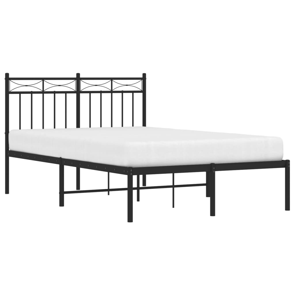 Bed frame with headboard metal black 120x190 cm