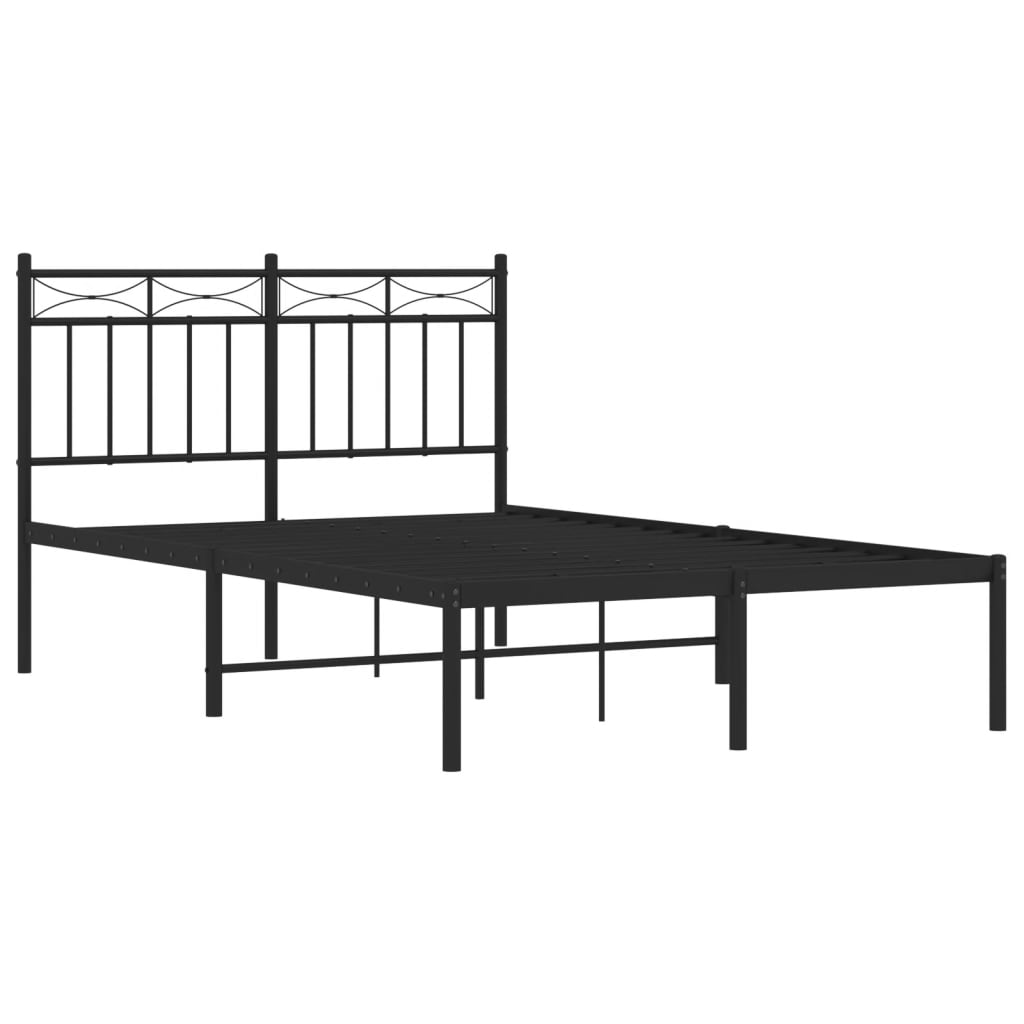 Bed frame with headboard metal black 120x190 cm
