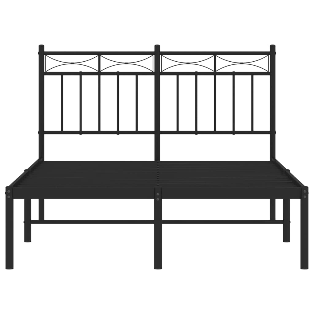 Bed frame with headboard metal black 120x190 cm
