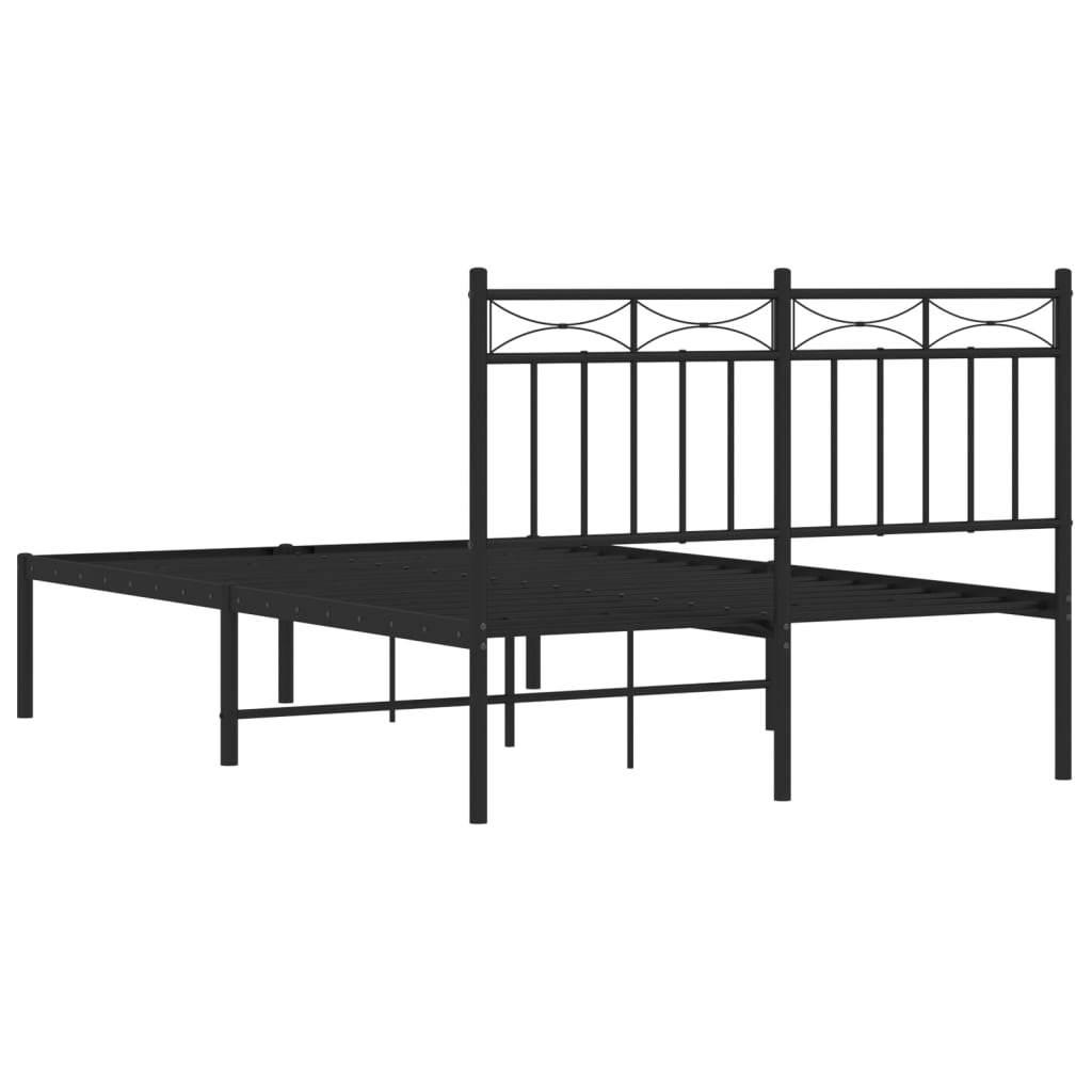 Bed frame with headboard metal black 120x190 cm