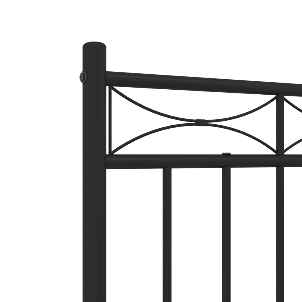 Bed frame with headboard metal black 120x190 cm