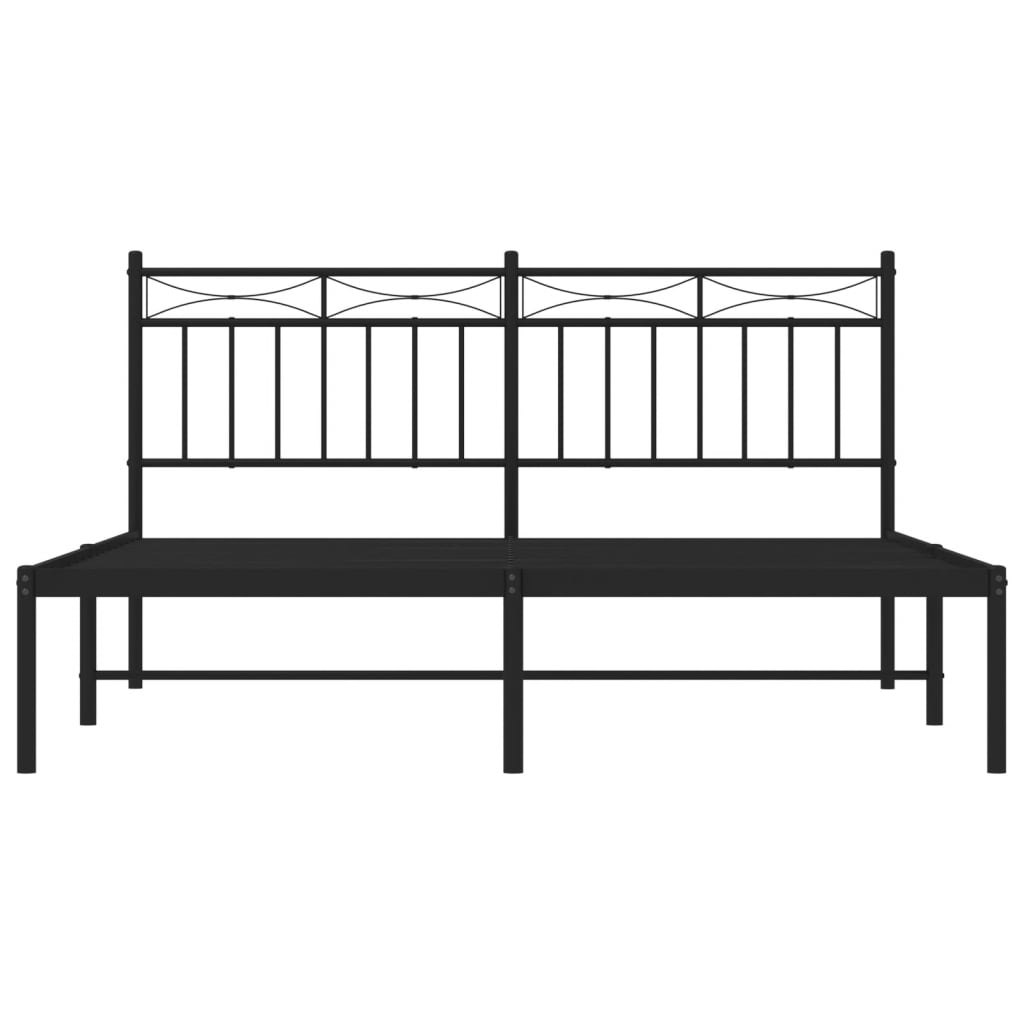 Bed frame with headboard metal black 160x200 cm