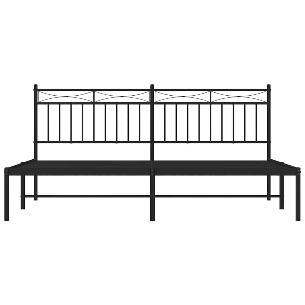 Bed frame with headboard metal black 183x213 cm