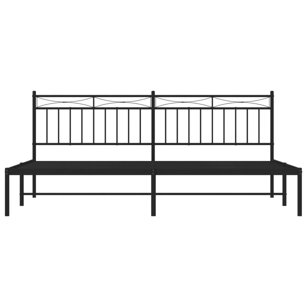 Bed frame with headboard metal black 193x203 cm