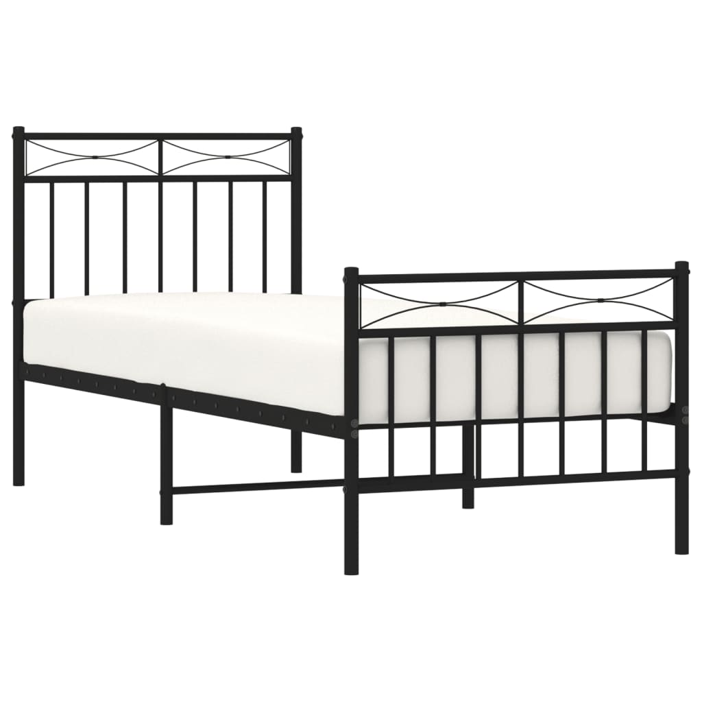 Bed frame with head and footboard metal black 80x200 cm