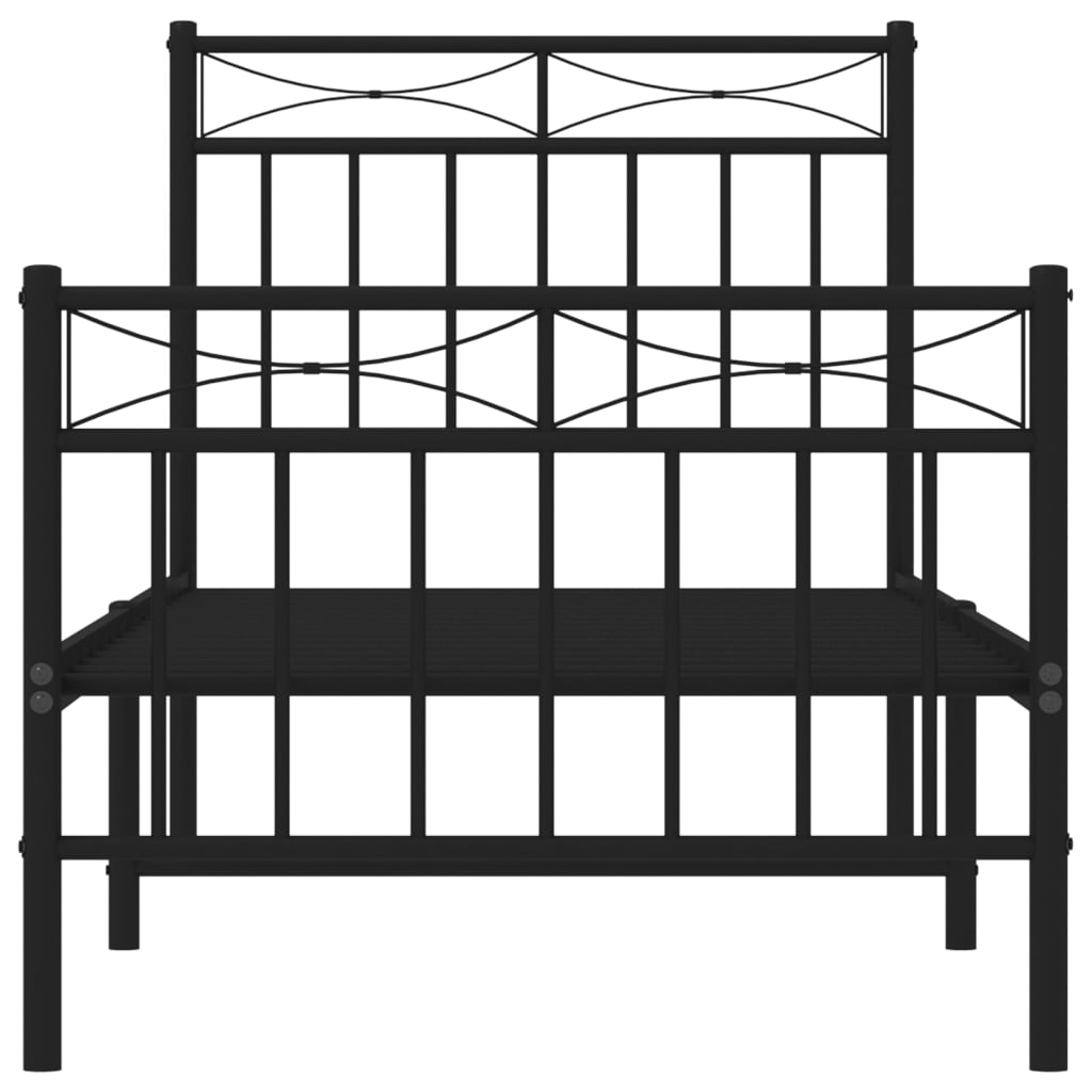 Bed frame with head and footboard metal black 80x200 cm