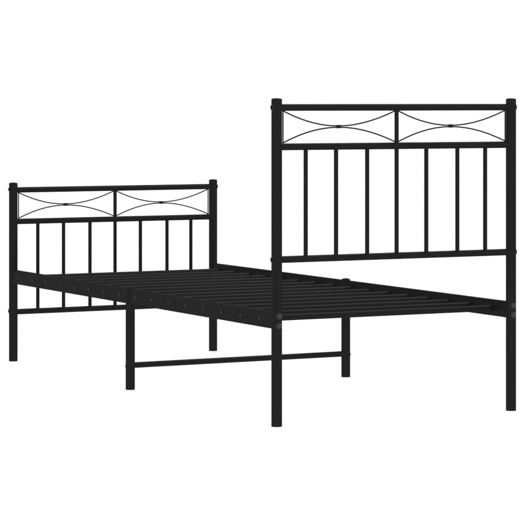 Bed frame with head and footboard metal black 80x200 cm