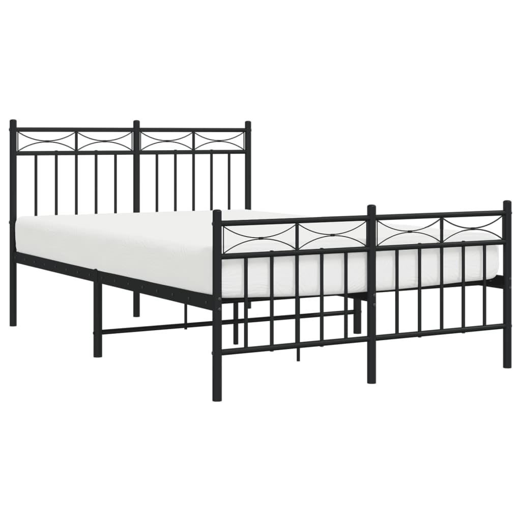 Bed frame with head and footboard metal black 120x190 cm