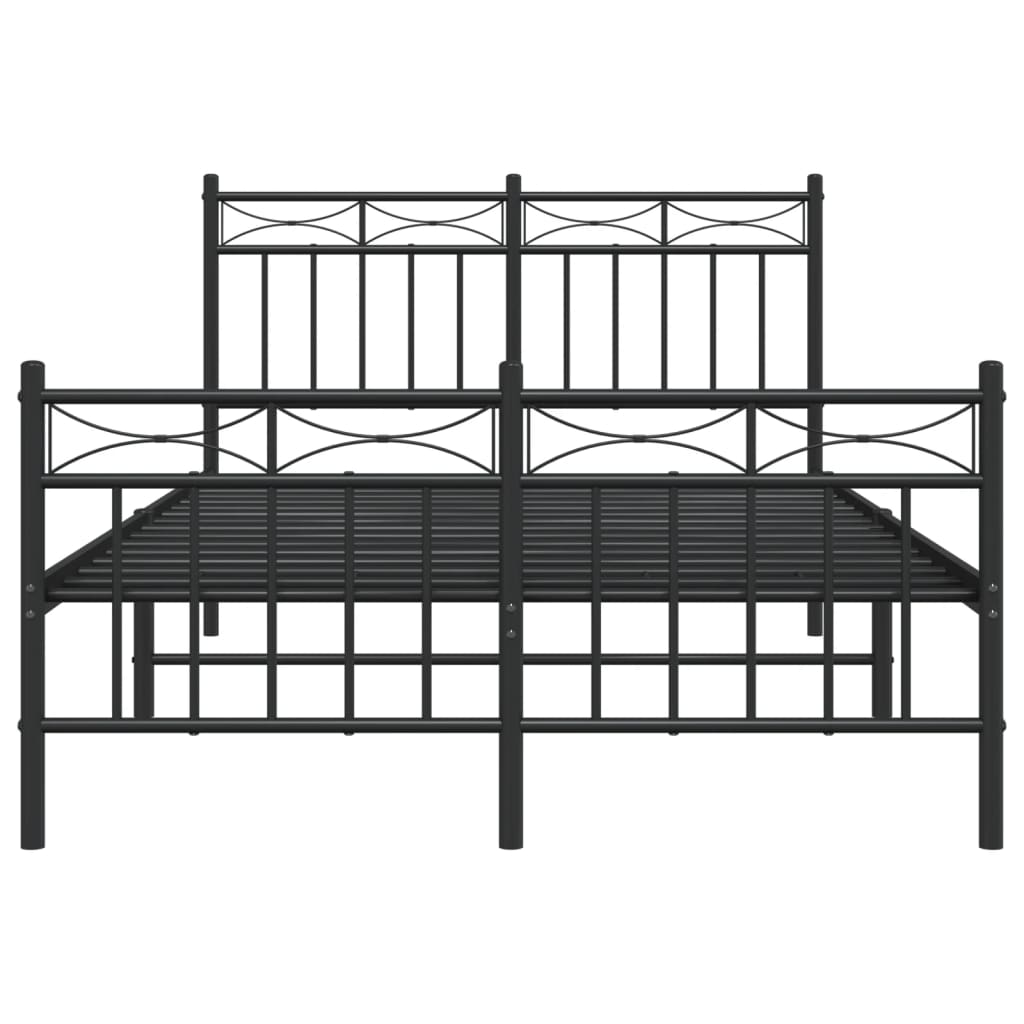 Bed frame with head and footboard metal black 120x190 cm
