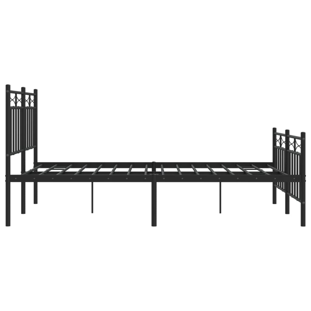 Bed frame with head and footboard metal black 120x190 cm