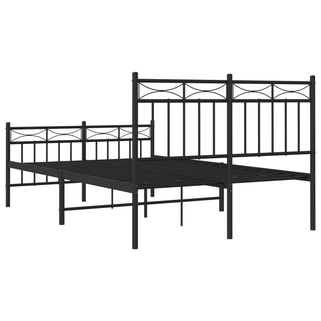 Bed frame with head and footboard metal black 120x190 cm