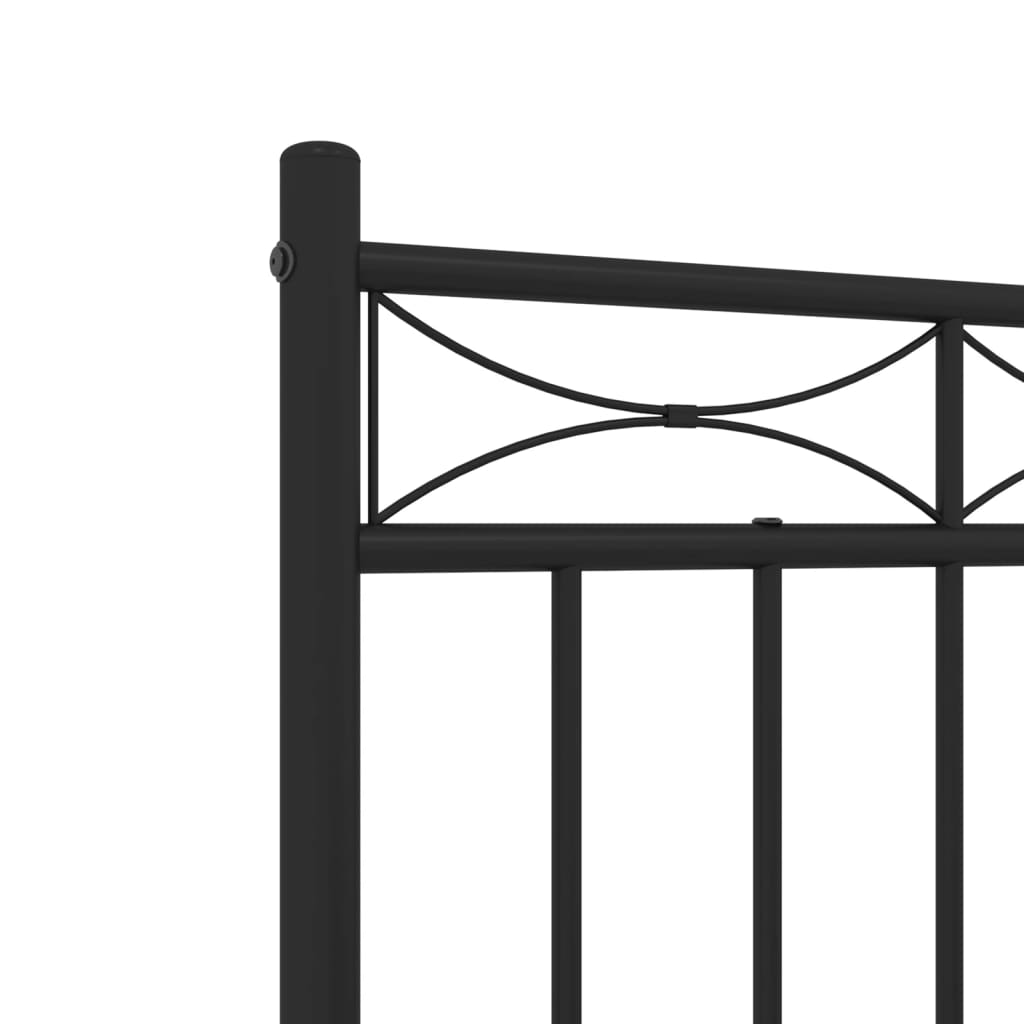Bed frame with head and footboard metal black 120x190 cm