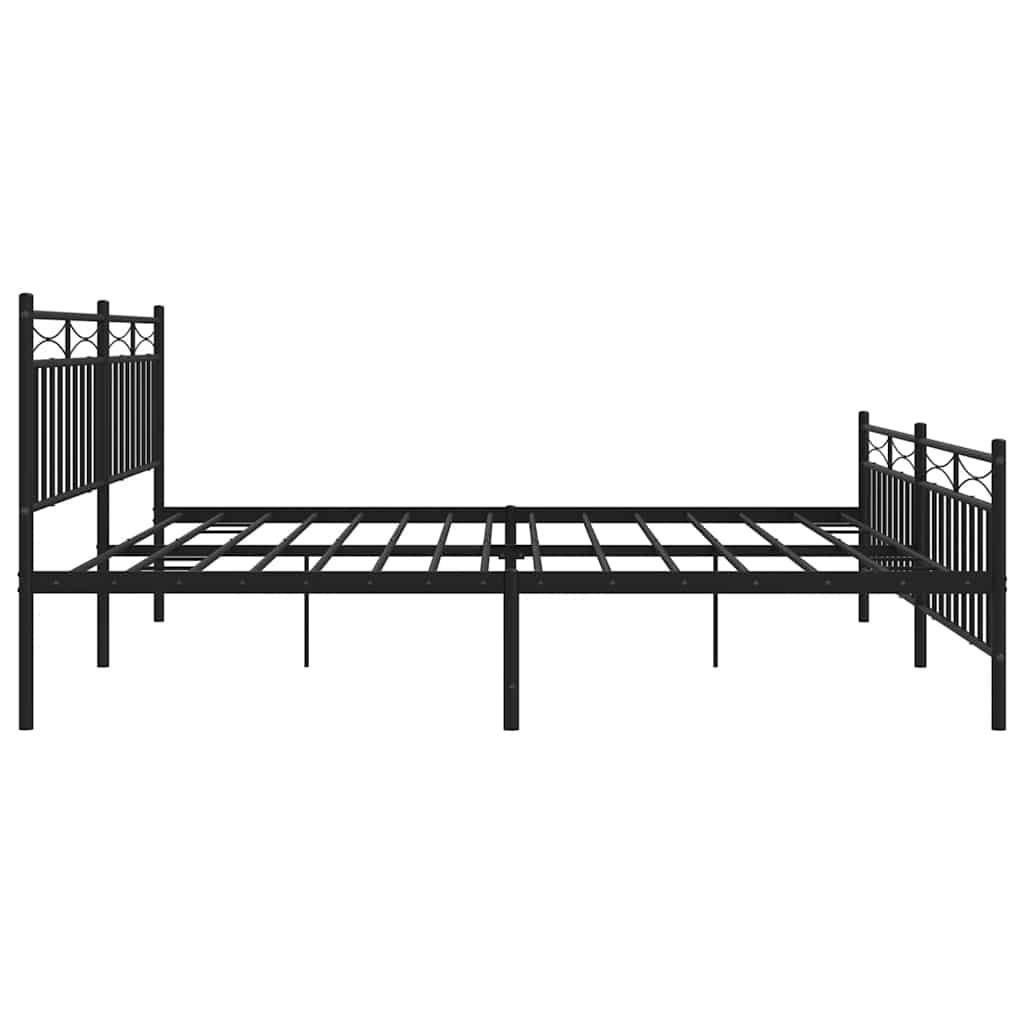 Bed frame with head and footboard metal black 193x203 cm