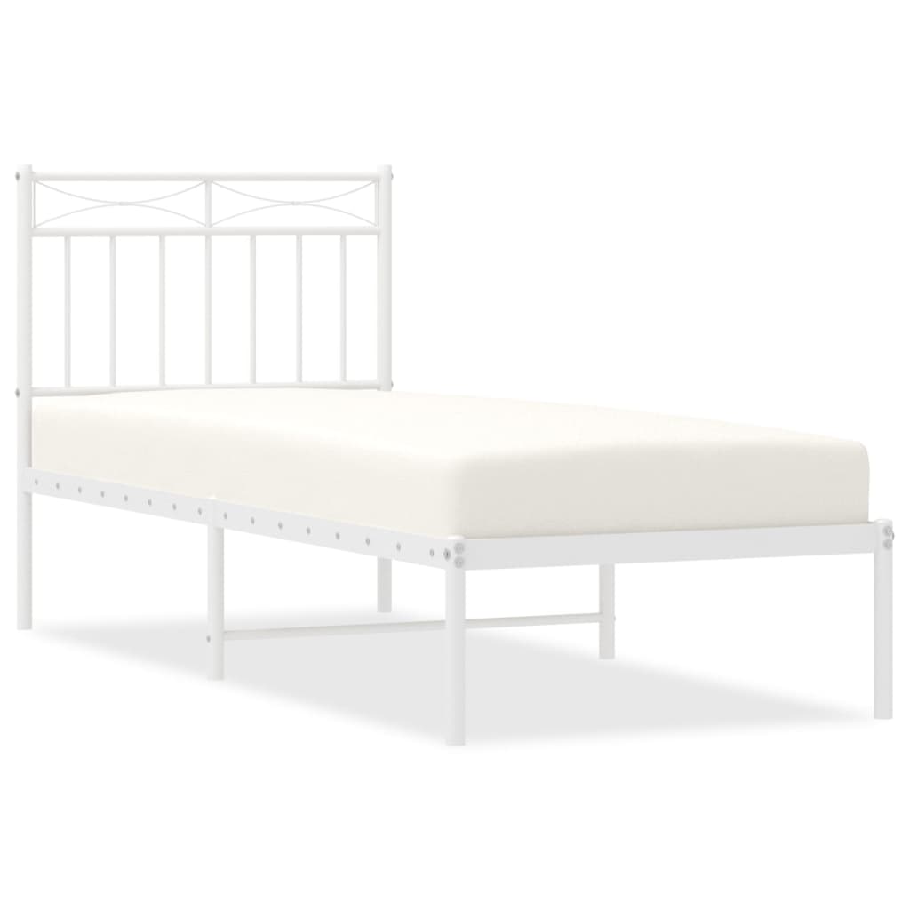 Bed frame with headboard metal white 80x200 cm