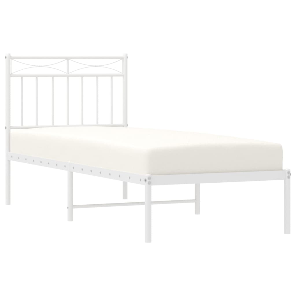 Bed frame with headboard metal white 80x200 cm