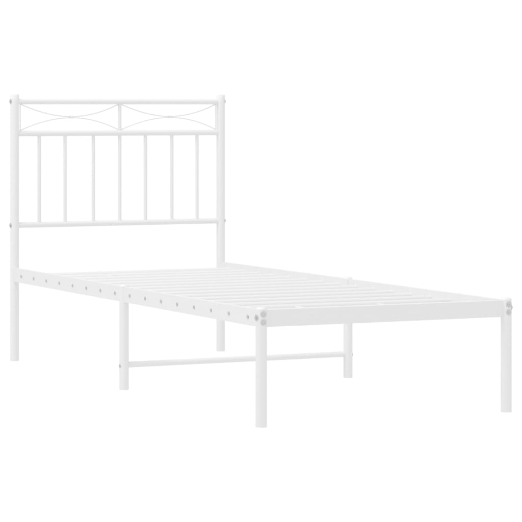 Bed frame with headboard metal white 80x200 cm