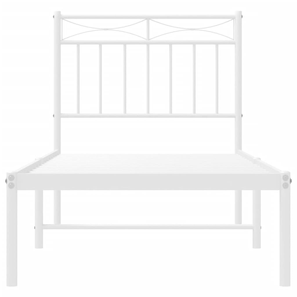 Bed frame with headboard metal white 80x200 cm