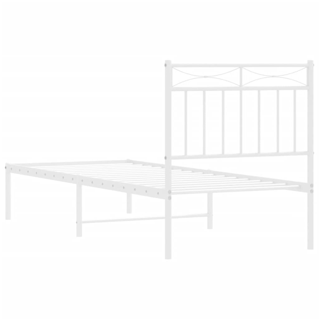 Bed frame with headboard metal white 80x200 cm