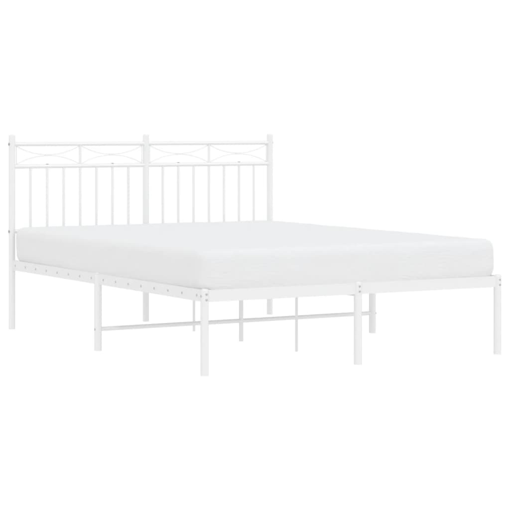 Bed frame with headboard metal white 140x200 cm