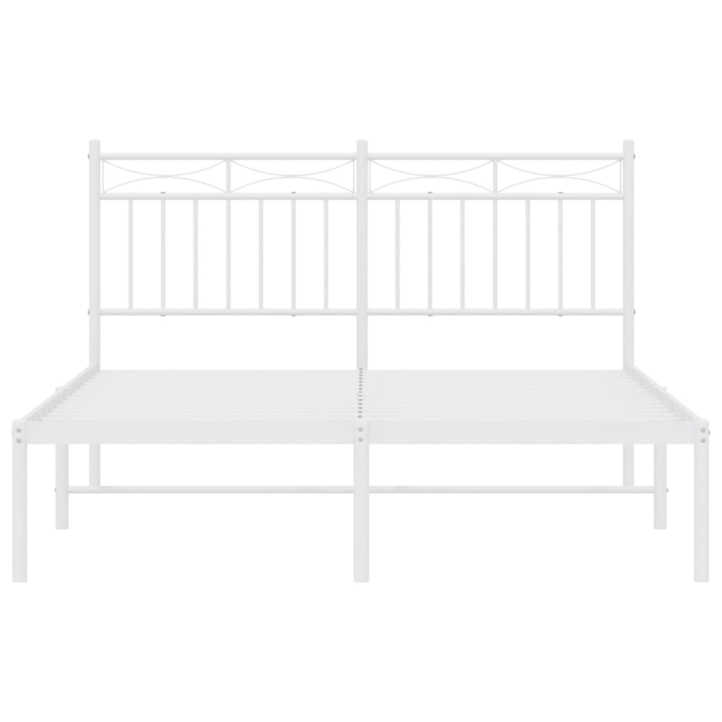 Bed frame with headboard metal white 140x200 cm