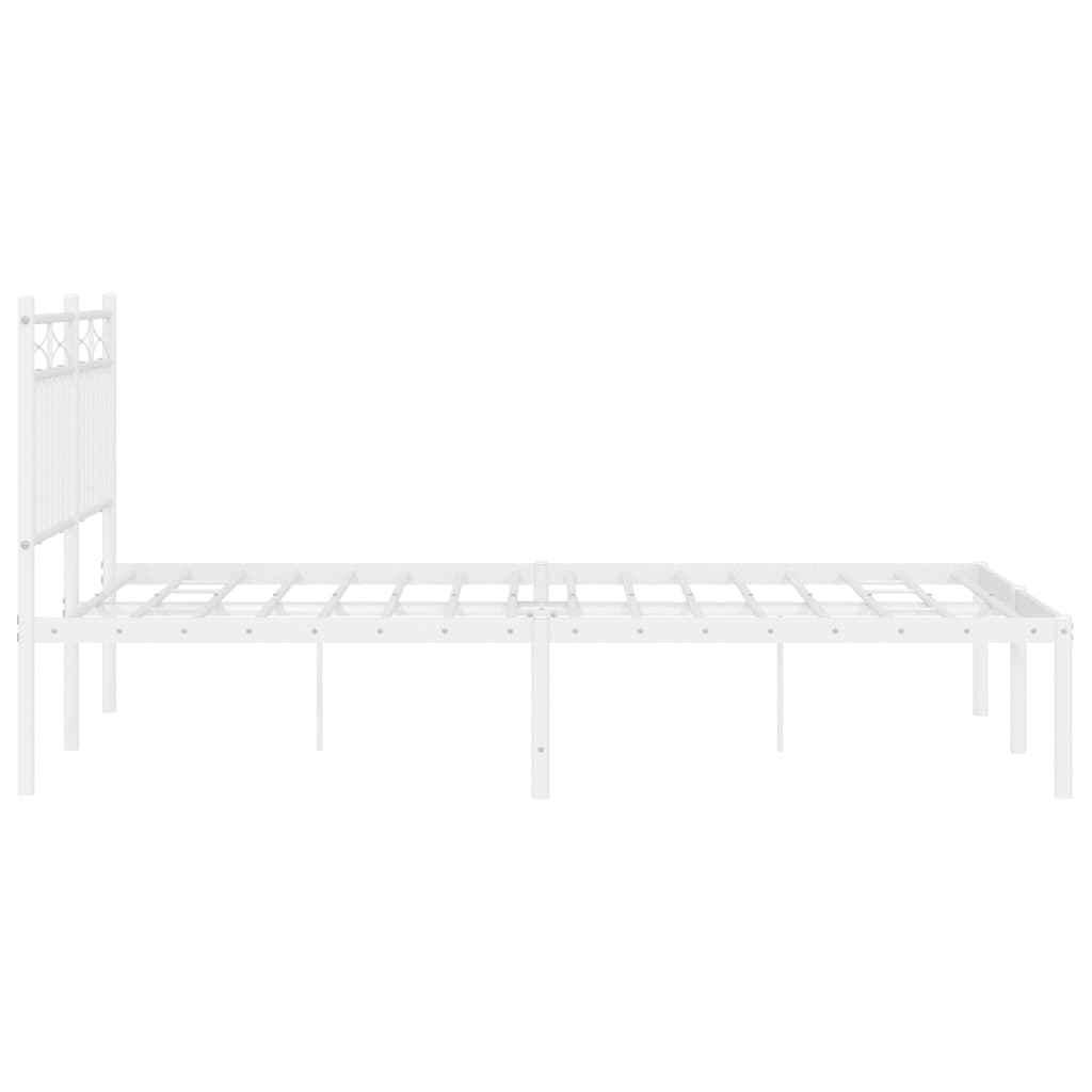 Bed frame with headboard metal white 140x200 cm