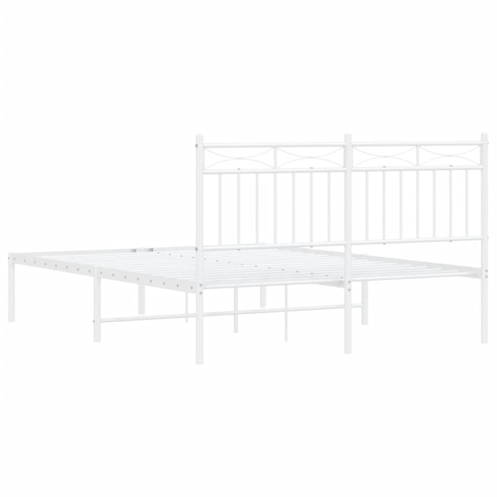 Bed frame with headboard metal white 140x200 cm