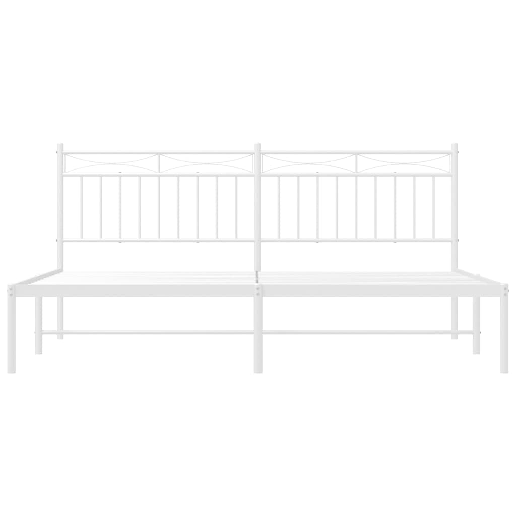 Bed frame with headboard metal white 183x213 cm