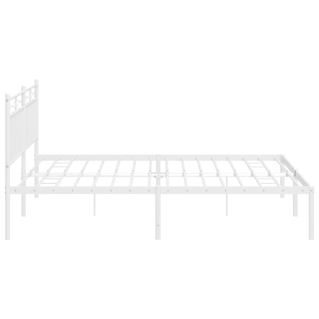 Bed frame with headboard metal white 183x213 cm