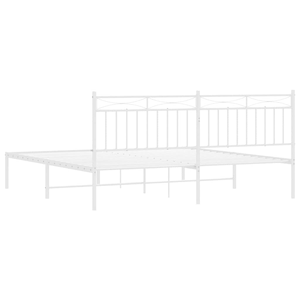 Bed frame with headboard metal white 183x213 cm