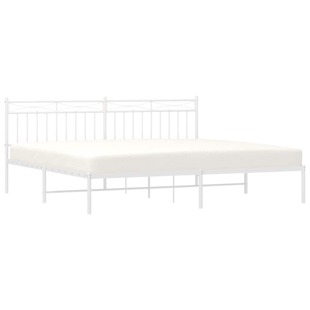 Bed frame with headboard metal white 193x203 cm