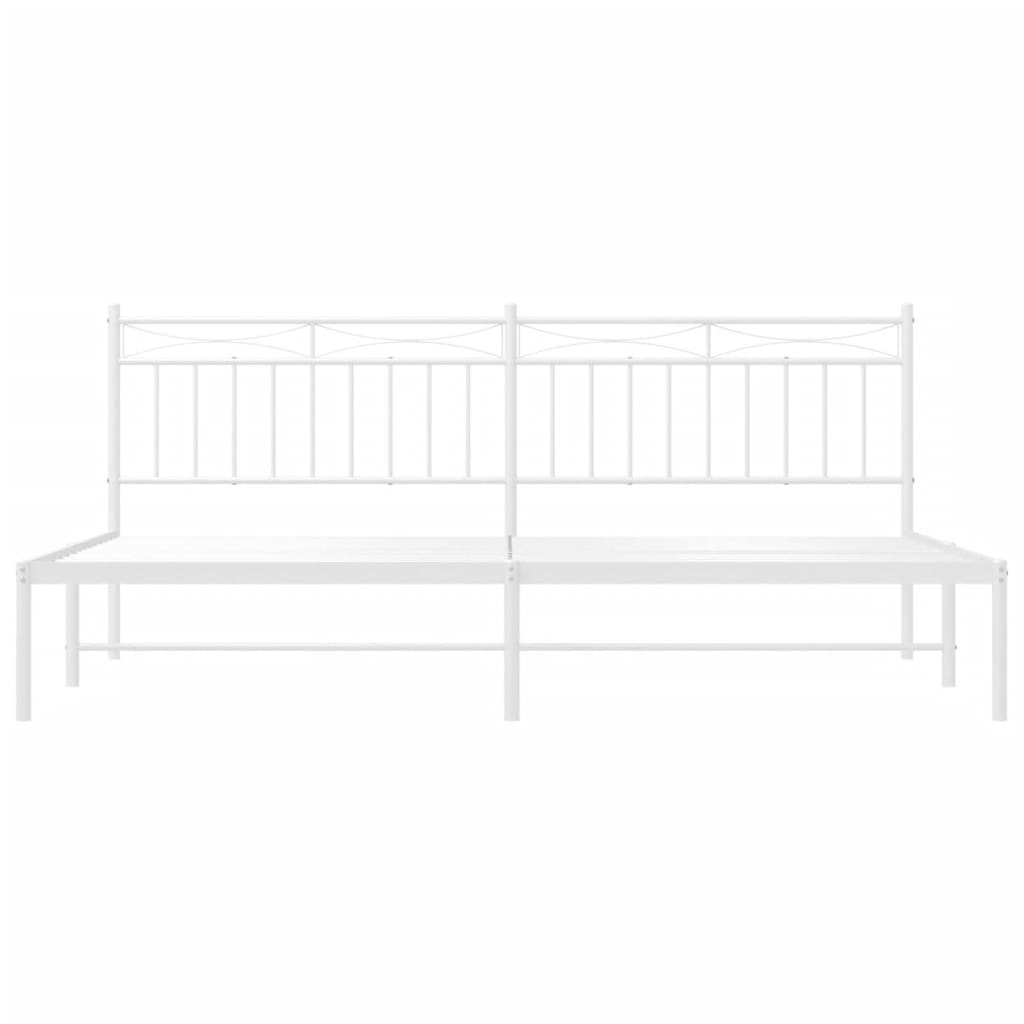 Bed frame with headboard metal white 193x203 cm