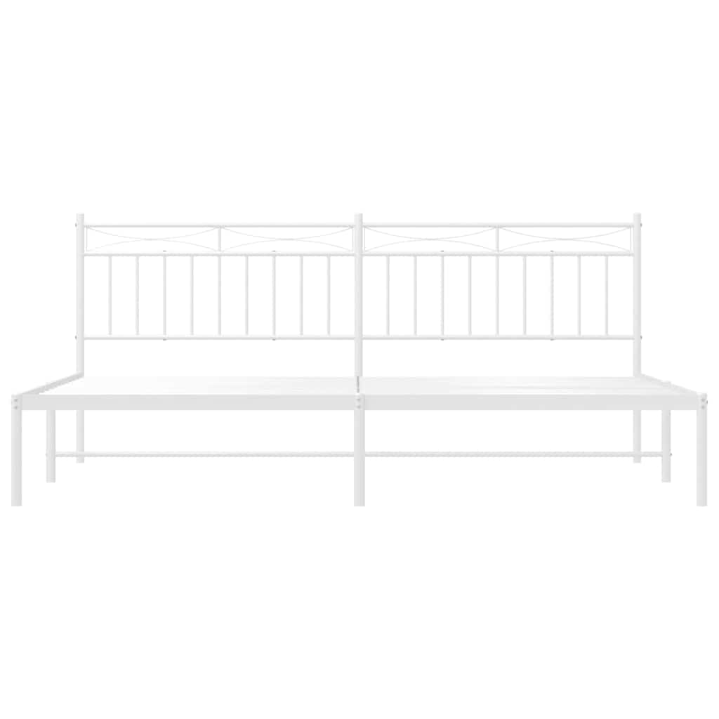 Bed frame with headboard metal white 193x203 cm