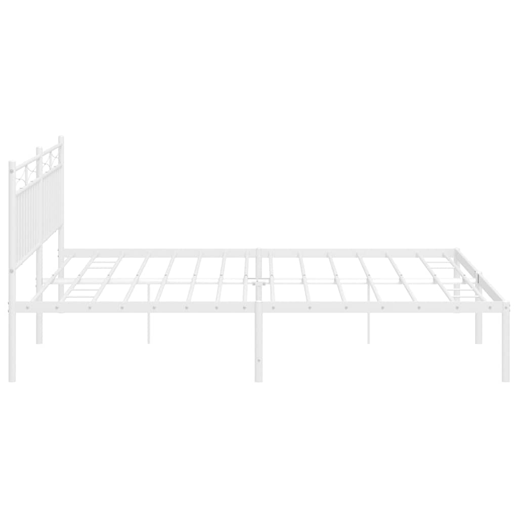 Bed frame with headboard metal white 193x203 cm