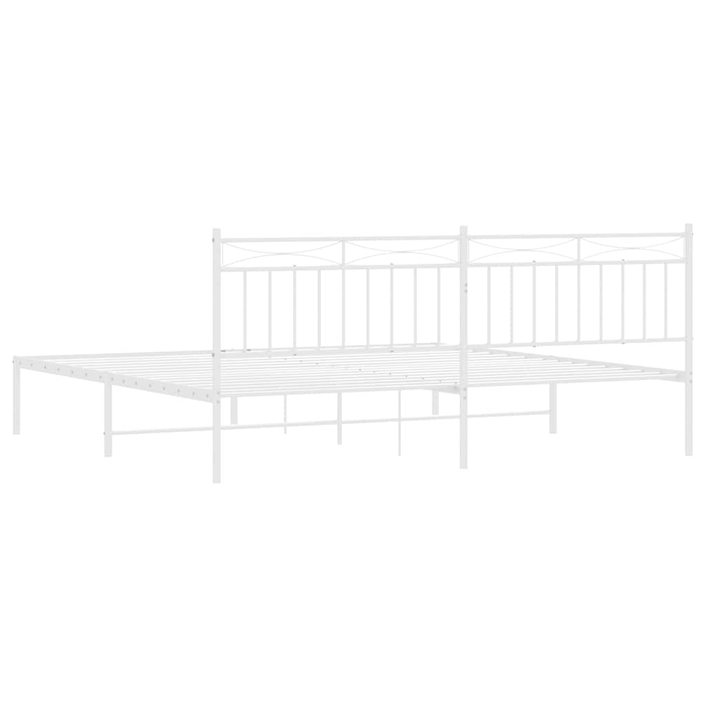 Bed frame with headboard metal white 193x203 cm