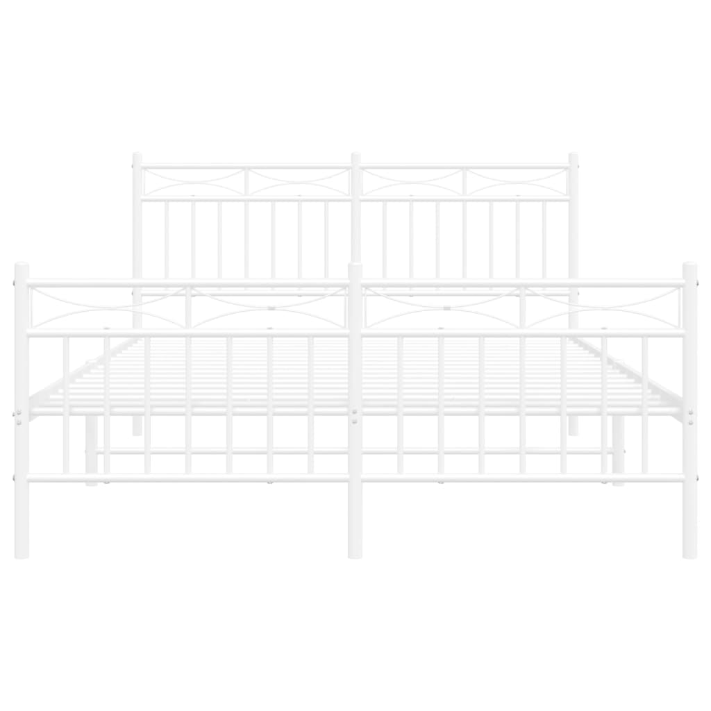 Bed frame with head and footboard metal white 135x190 cm