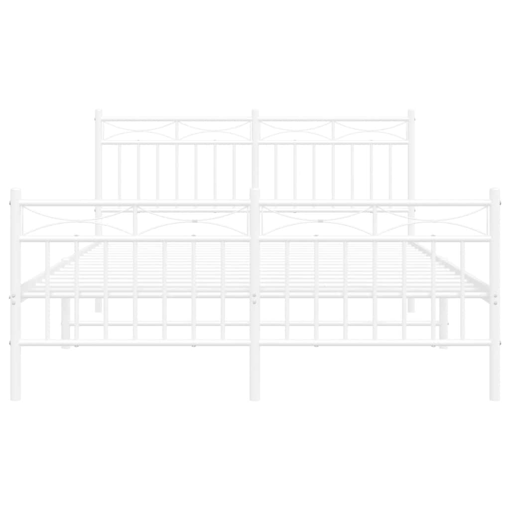 Bed frame with head and footboard metal white 135x190 cm