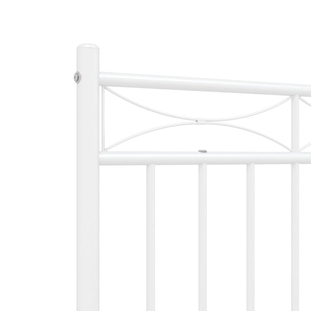 Bed frame with head and footboard metal white 135x190 cm