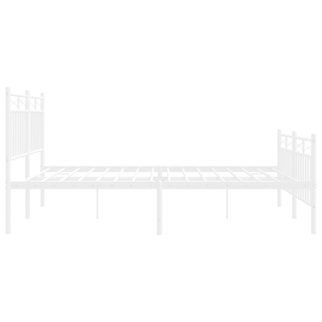 Bed frame with head and footboard metal white 140x200 cm