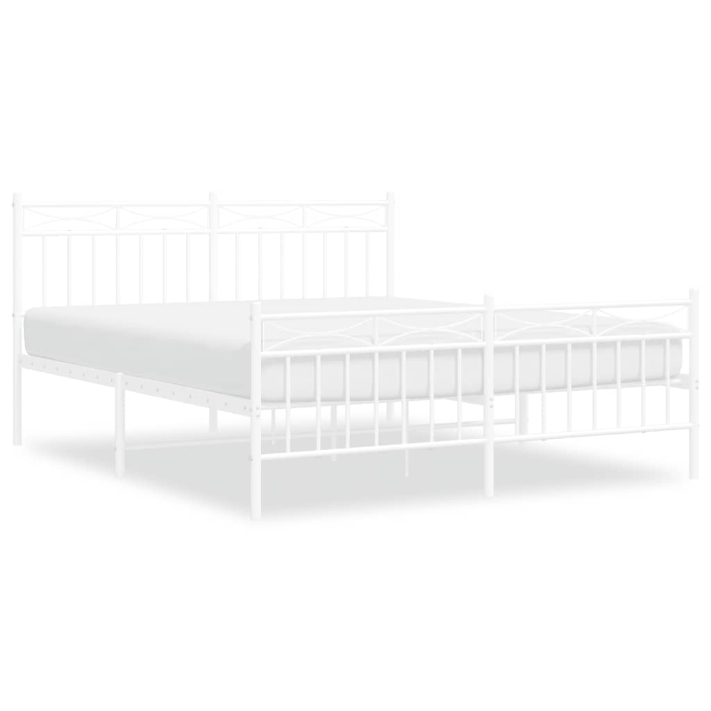 Bed frame with head and footboard metal white 150x200 cm