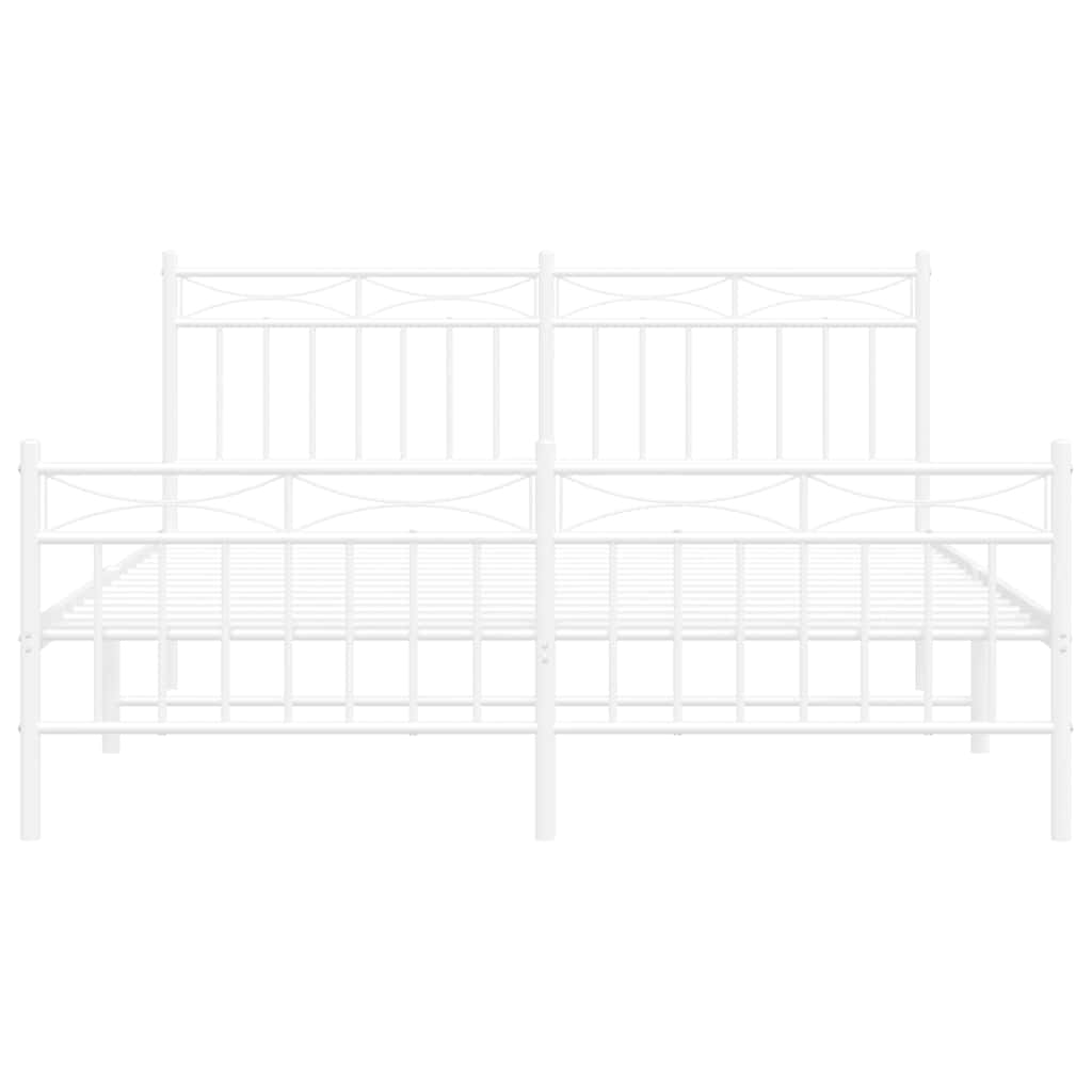Bed frame with head and footboard metal white 150x200 cm