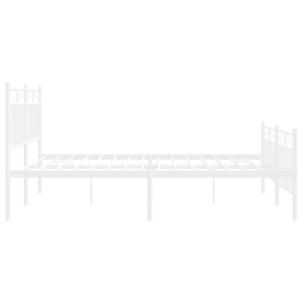 Bed frame with head and footboard metal white 150x200 cm