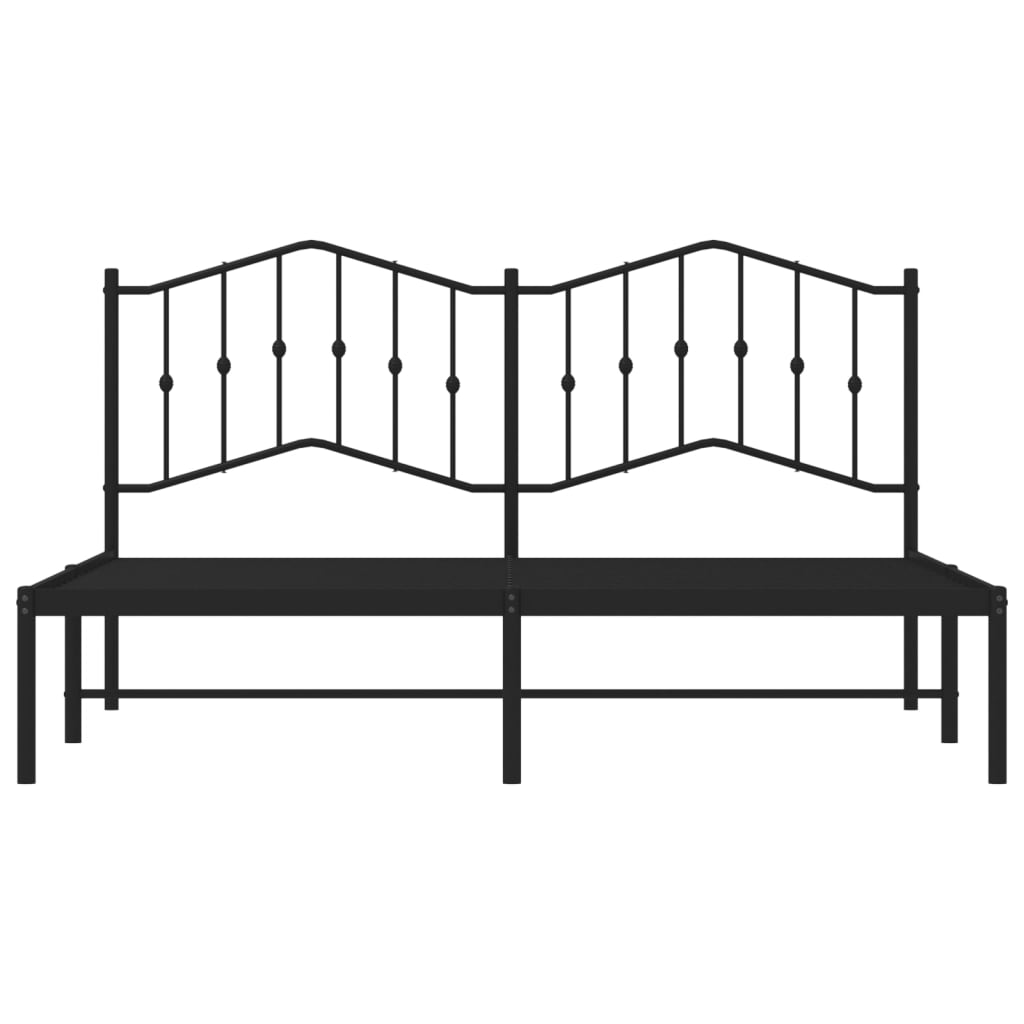 Bed frame with headboard metal black 183x213 cm