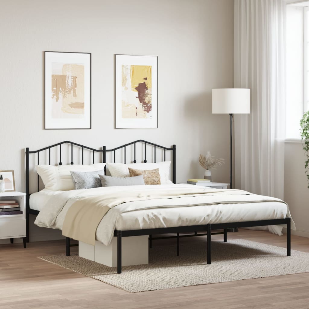 Bed frame with headboard metal black 183x213 cm